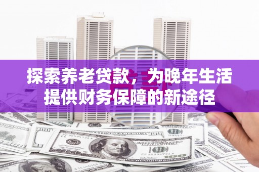 嘉黎探索养老贷款，为晚年生活提供财务保障的新途径