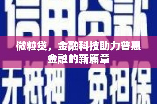 嘉黎微粒贷，金融科技助力普惠金融的新篇章